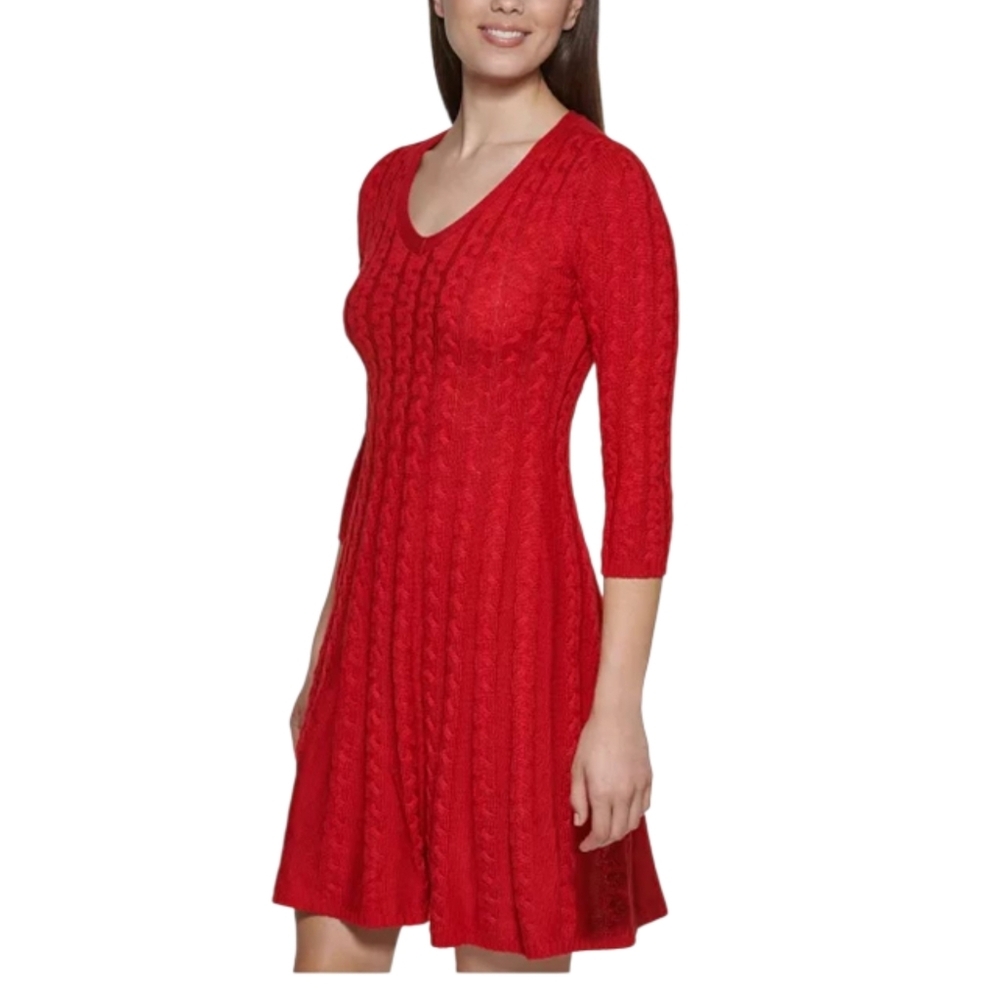 JH Size XL Red Cable Knit Dress Midi